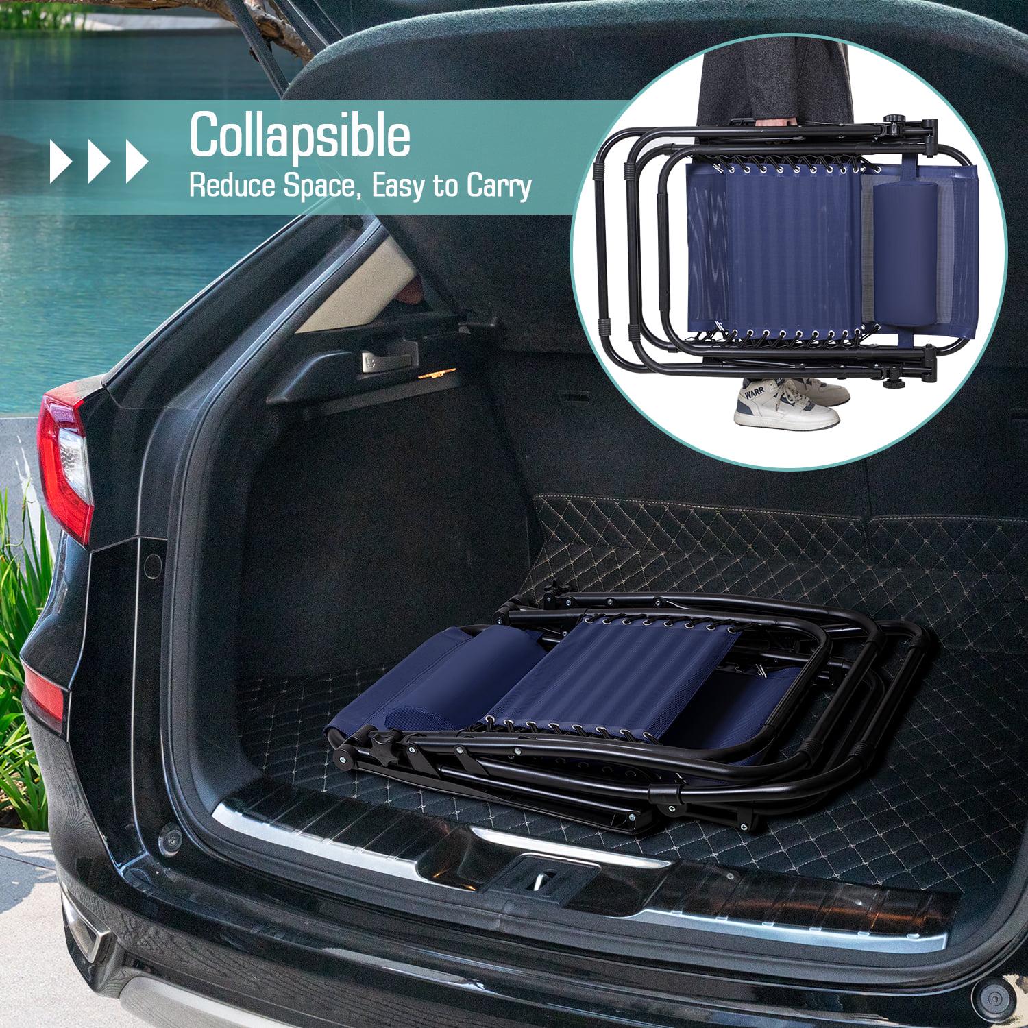 Vineego Zero Gravity Chair Set of 2 Camp Reclining Lounge Chairs Outdoor Lounge Patio Chair with Adjustable Pillow 2 Pack (Blue) - Image 4