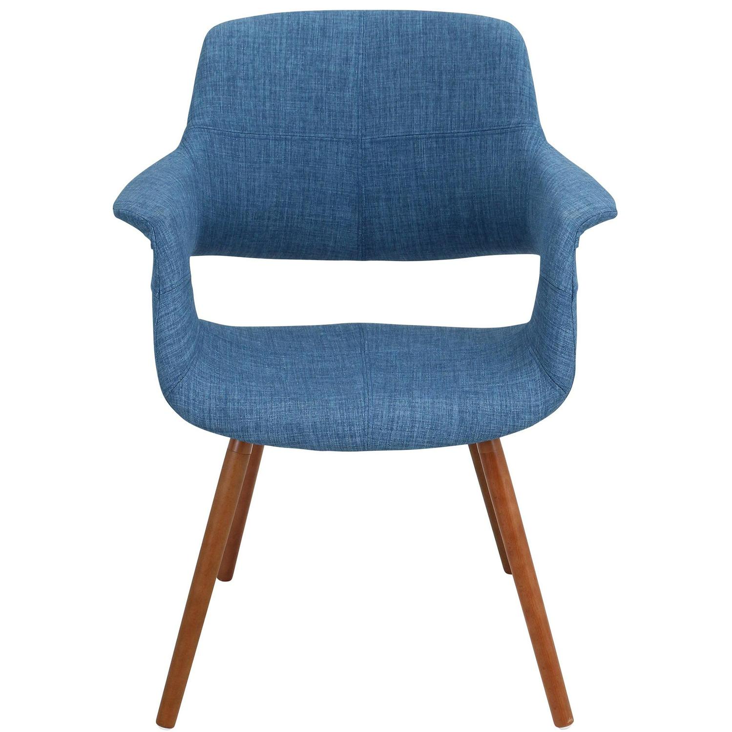 Vintage Flair Mid-Century Modern Chair in Walnut and Blue by LumiSource - Image 2