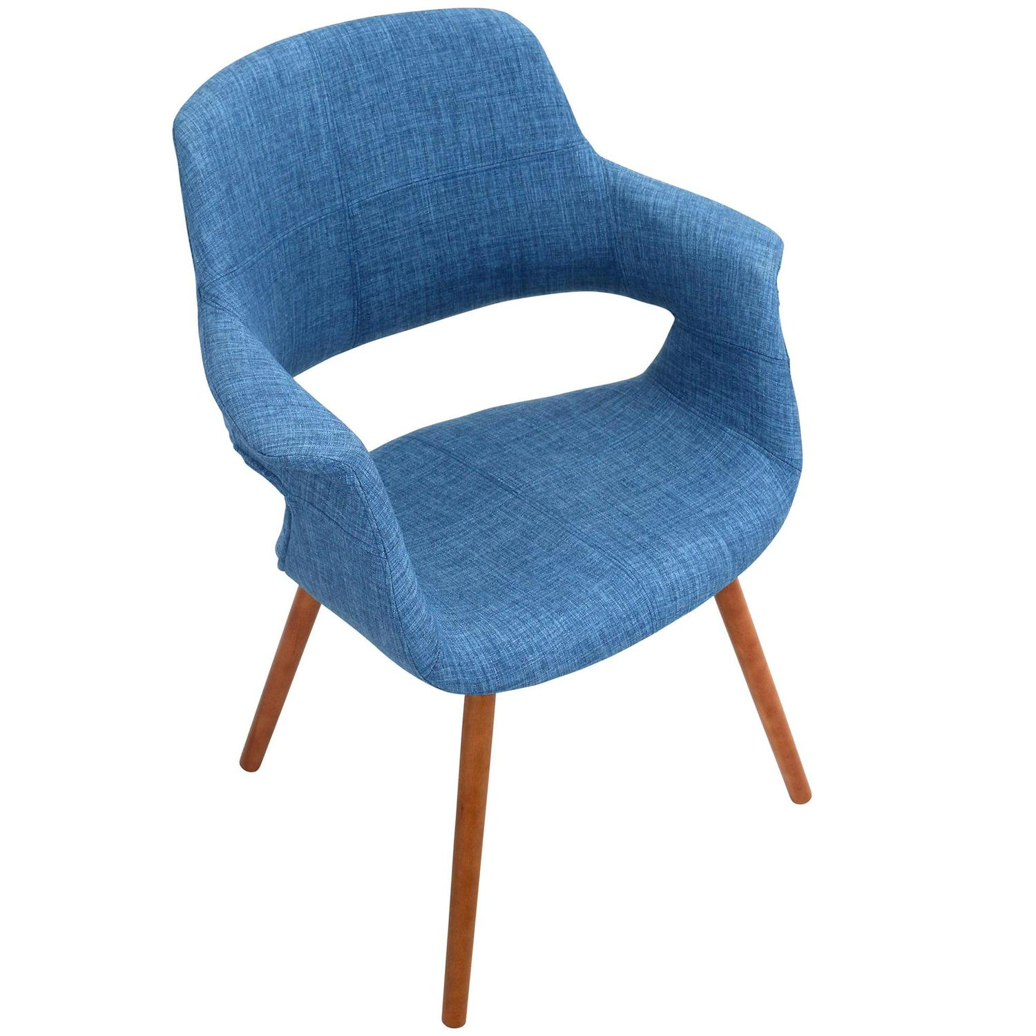 Vintage Flair Mid-Century Modern Chair in Walnut and Blue by LumiSource - Image 6