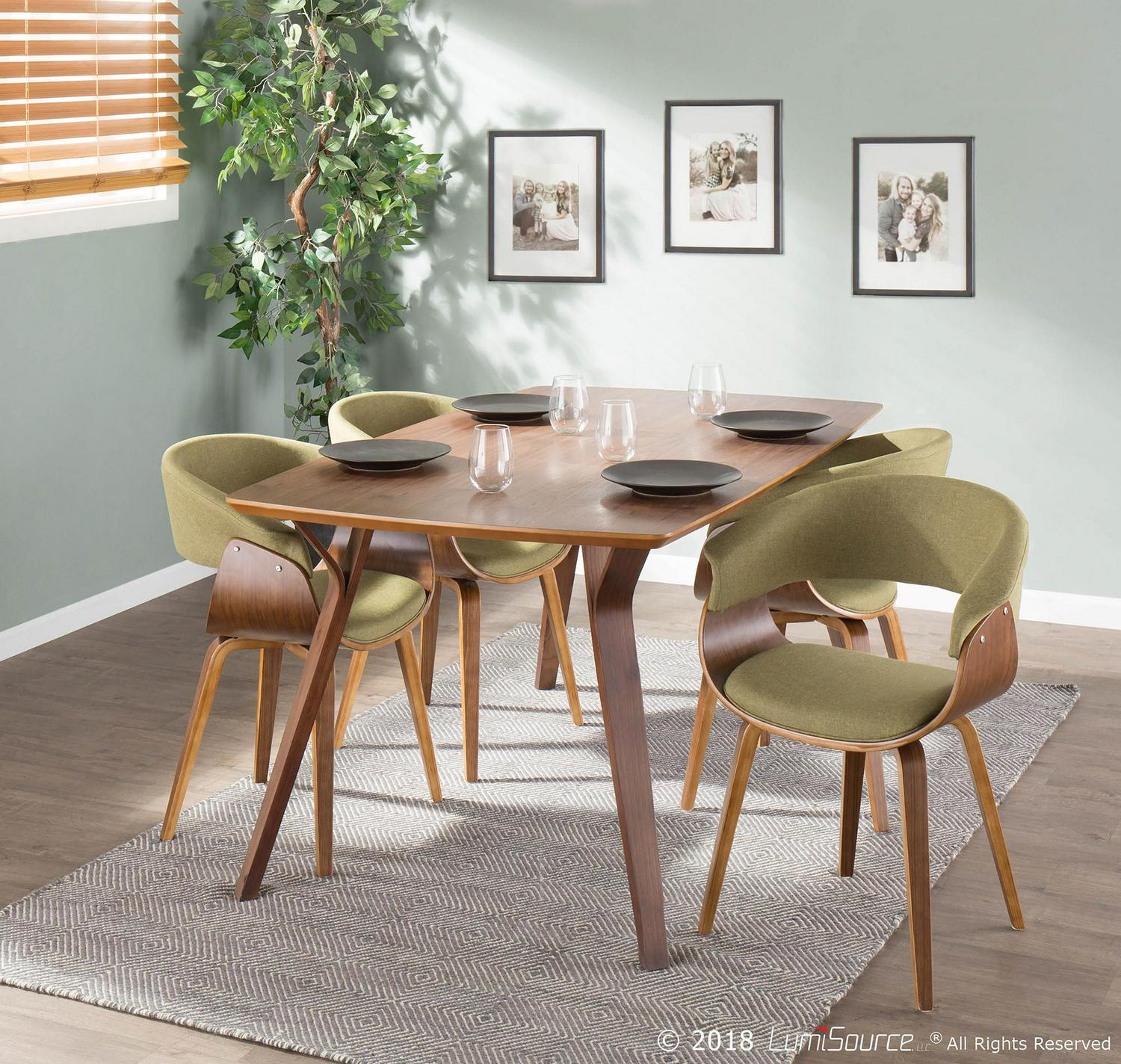 Vintage Mod Mid-Century Modern Dining/Accent Chair in Walnut and Green by LumiSource - Image 8