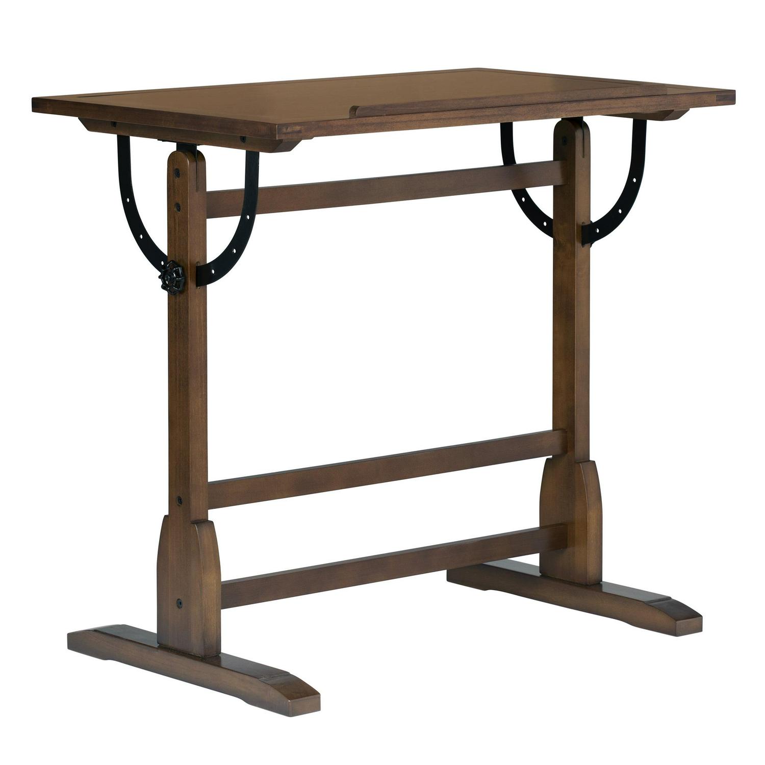 Studio Designs Vintage Drafting Drawing Table with Adjustable 36" Wide Top, Rustic Oak - Image 4