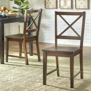 TMS Virginia Indoor Cross-Back Dining Chair, Set of 2, Espresso