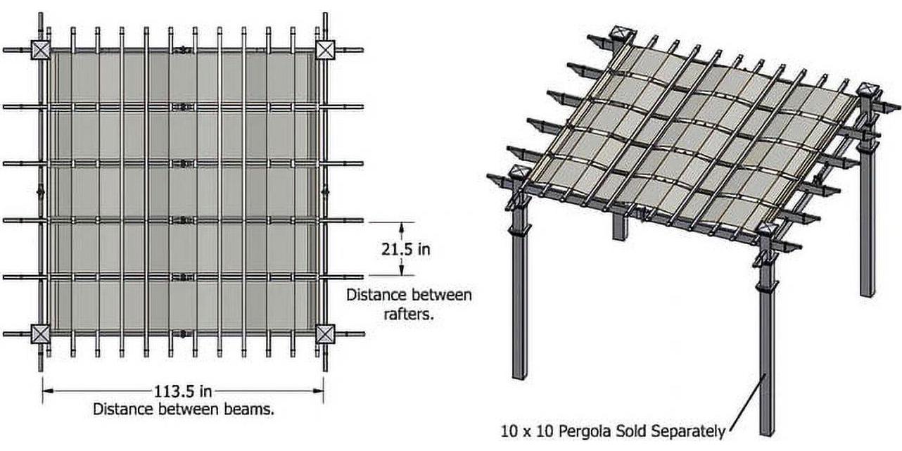 Vita 114"L x 22"W Canvas Weave Accessory for Vita Brand 10x10 Pergola, Gray, VA42063 - Image 4