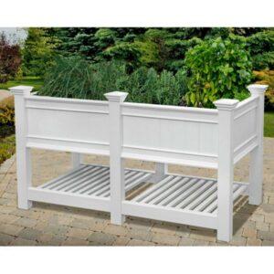 Vita 68" x 24" x 35" Vinyl Cambridge Raised Planter and Ext Kit, White, VA68216