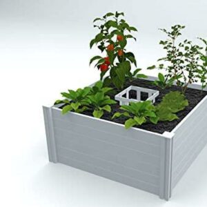 Vita Classic 4 in L x 4 in W x 22 in H Vinyl Keyhole Composting Garden, White, VT17101
