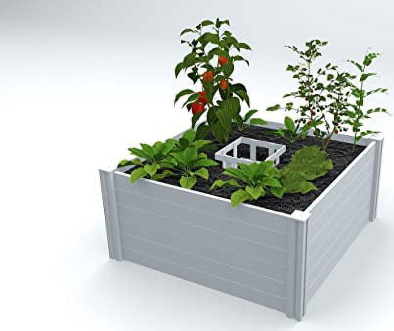 Vita Classic 4 in L x 4 in W x 22 in H Vinyl Keyhole Composting Garden, White, VT17101