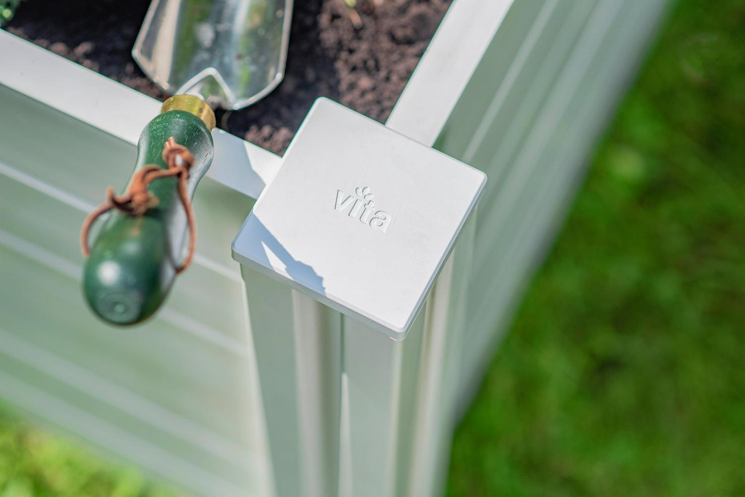 Vita Classic 4 in L x 4 in W x 22 in H Vinyl Keyhole Composting Garden, White, VT17101 - Image 3