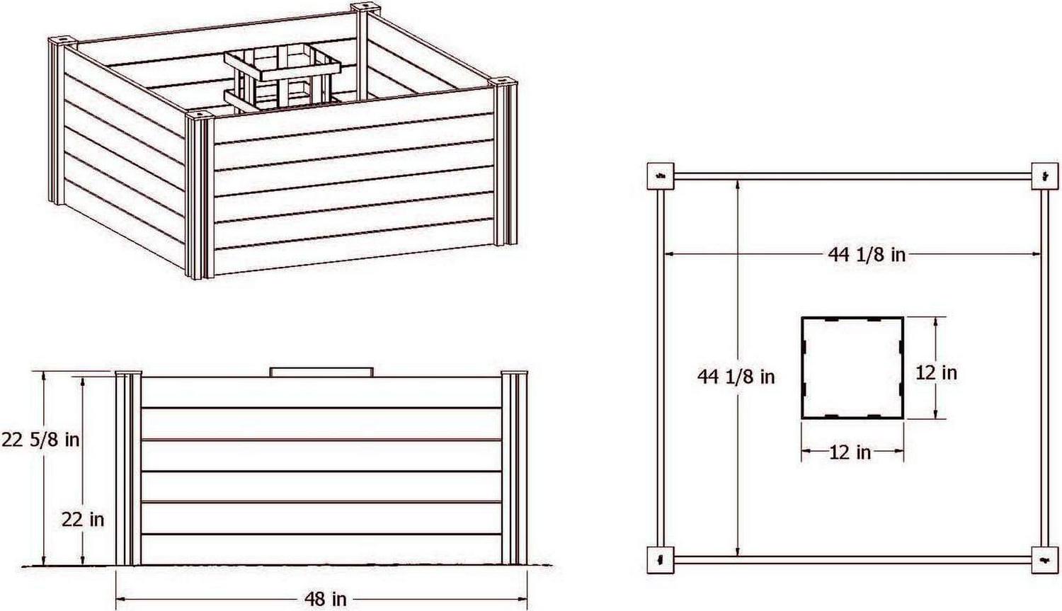 Vita Classic 4 in L x 4 in W x 22 in H Vinyl Keyhole Composting Garden, White, VT17101 - Image 4