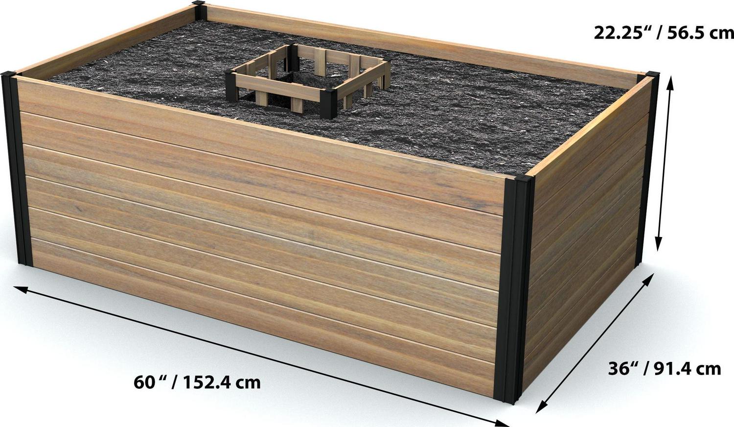 Vita Mezza 3' L x 5' W Cedar Keyhole Composting Garden, Golden Brown, VT17702 - Image 10