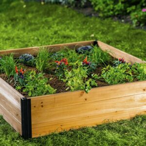 Vita Mezza 48 in L x 48 in W x 11 in H Cedar Raised Garden Bed, Golden Brown, VT17703