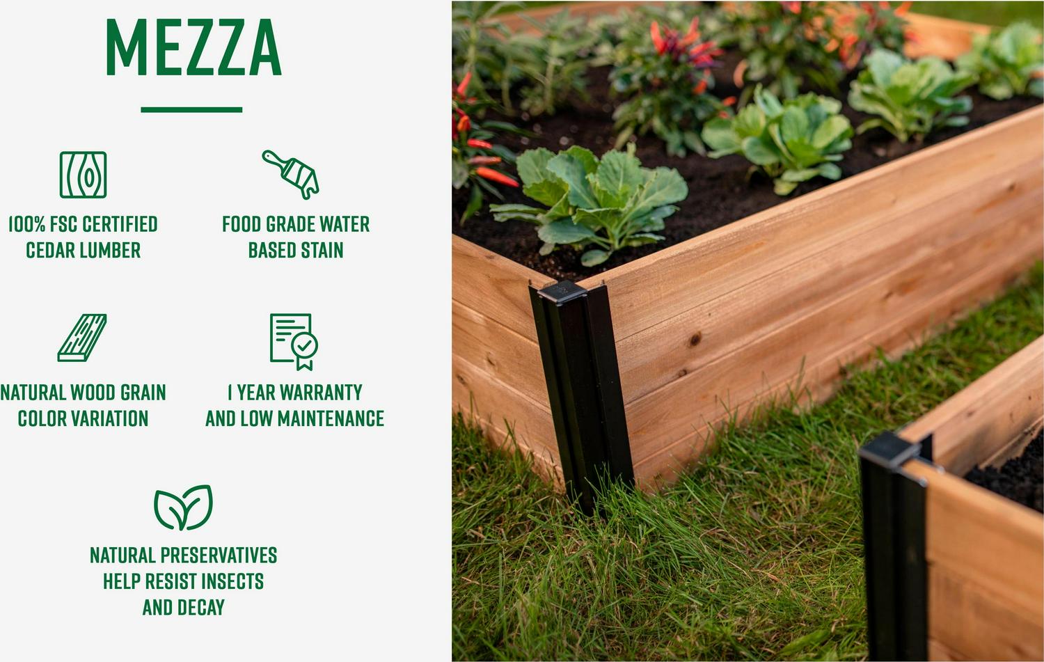 Vita Mezza 48 in L x 48 in W x 11 in H Cedar Raised Garden Bed, Golden Brown, VT17703 - Image 10