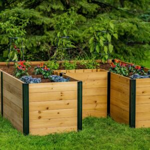 Vita Mezza 6'L x 6'W x 22"H Cedar Keyhole Composting Garden, Golden Brown