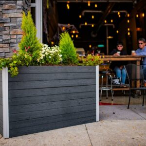 Vita Urbana 16"x59"x33" Vinyl Large Parklette Planter, Slate Gray, VT17613