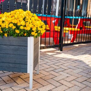 Vita Urbana 17"L x 17"W x 22"H Vinyl Raised Planter, Slate Gray, VT17610