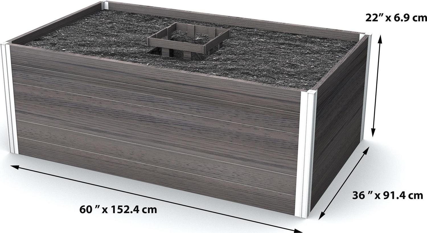 Vita Urbana 3'L x 5'W x 22"H Vinyl Keyhole Composting Garden,Espresso Brown, VT17502 - Image 3