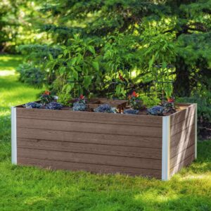 Vita Urbana 3'L x 5'W x 22"H Vinyl Keyhole Composting Garden,Espresso Brown, VT17502