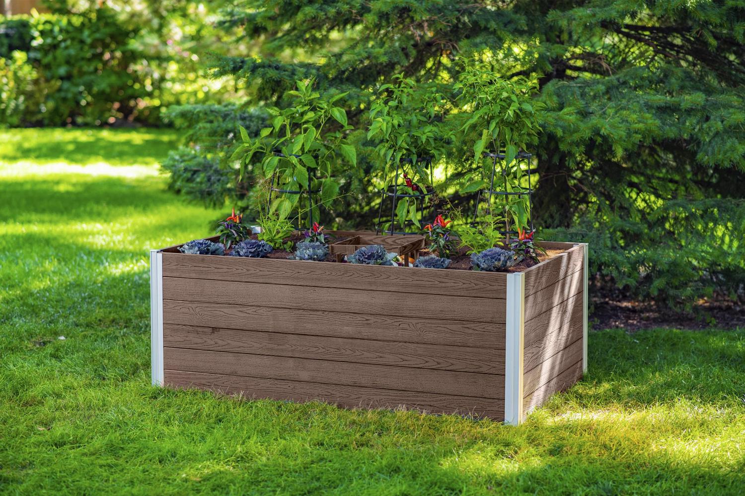 Vita Urbana 3'L x 5'W x 22"H Vinyl Keyhole Composting Garden,Espresso Brown, VT17502