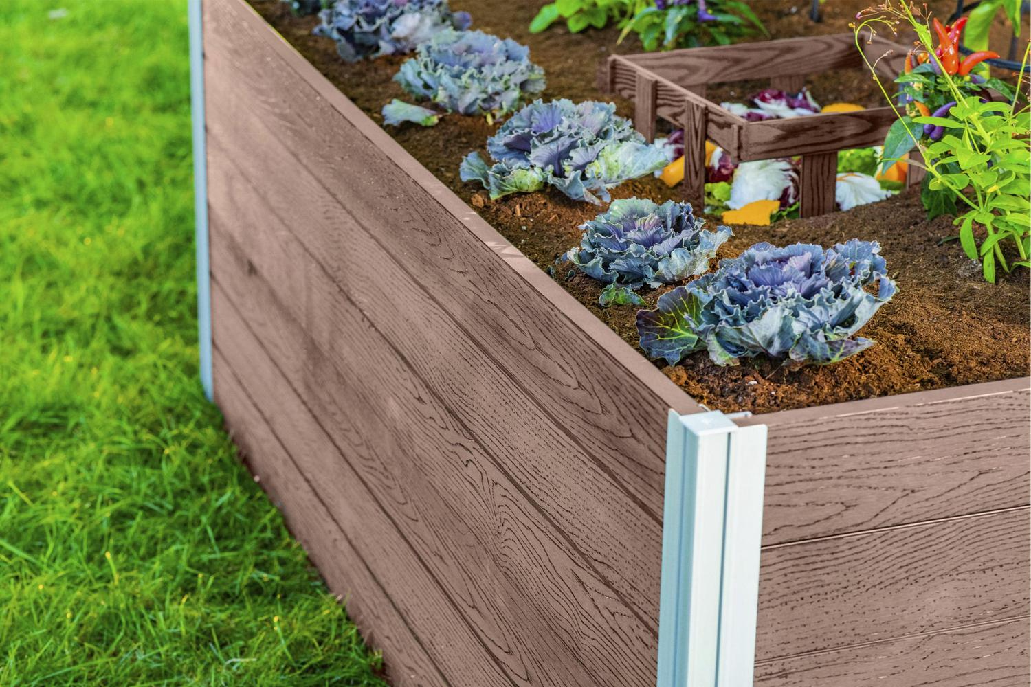Vita Urbana 3'L x 5'W x 22"H Vinyl Keyhole Composting Garden,Espresso Brown, VT17502 - Image 4