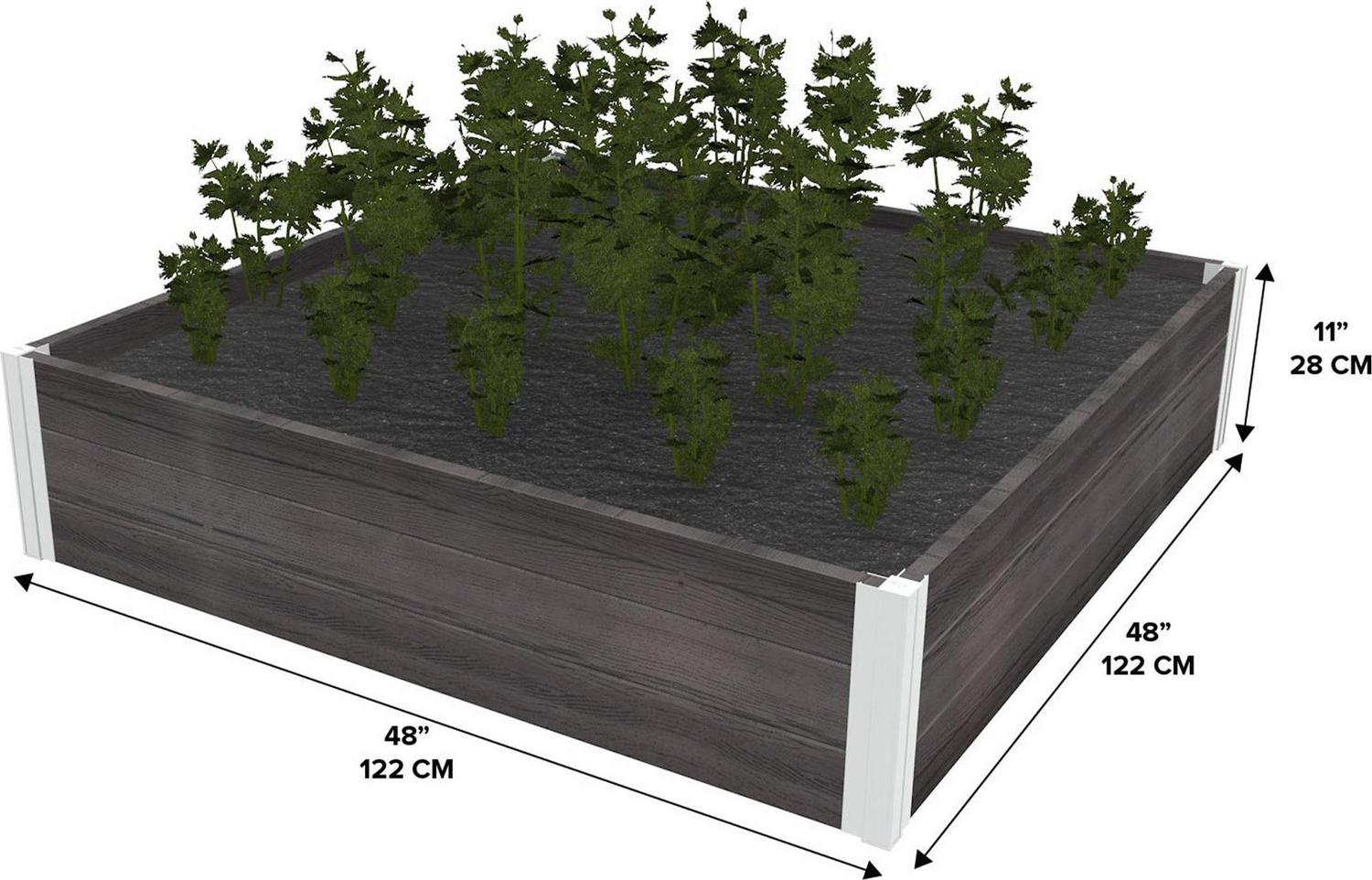 Vita Urbana 48"L x 48"W x 11"H Vinyl Raised Garden Bed, Espresso Brown, VT17500 - Image 5