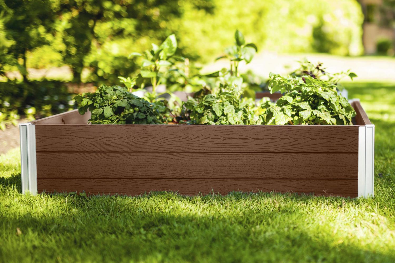 Vita Urbana 48"L x 48"W x 11"H Vinyl Raised Garden Bed, Espresso Brown, VT17500