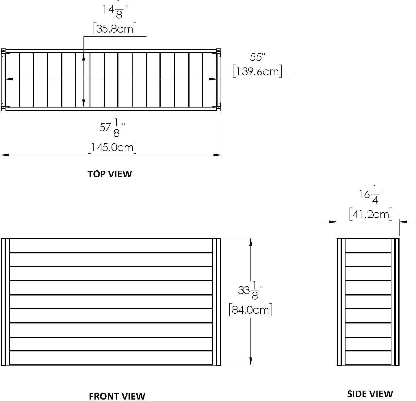 Vita Urbana 57 in L x 16 in W x 33 H Large Vinyl Parklette Planter, Espresso Brown, VT17513 - Image 2