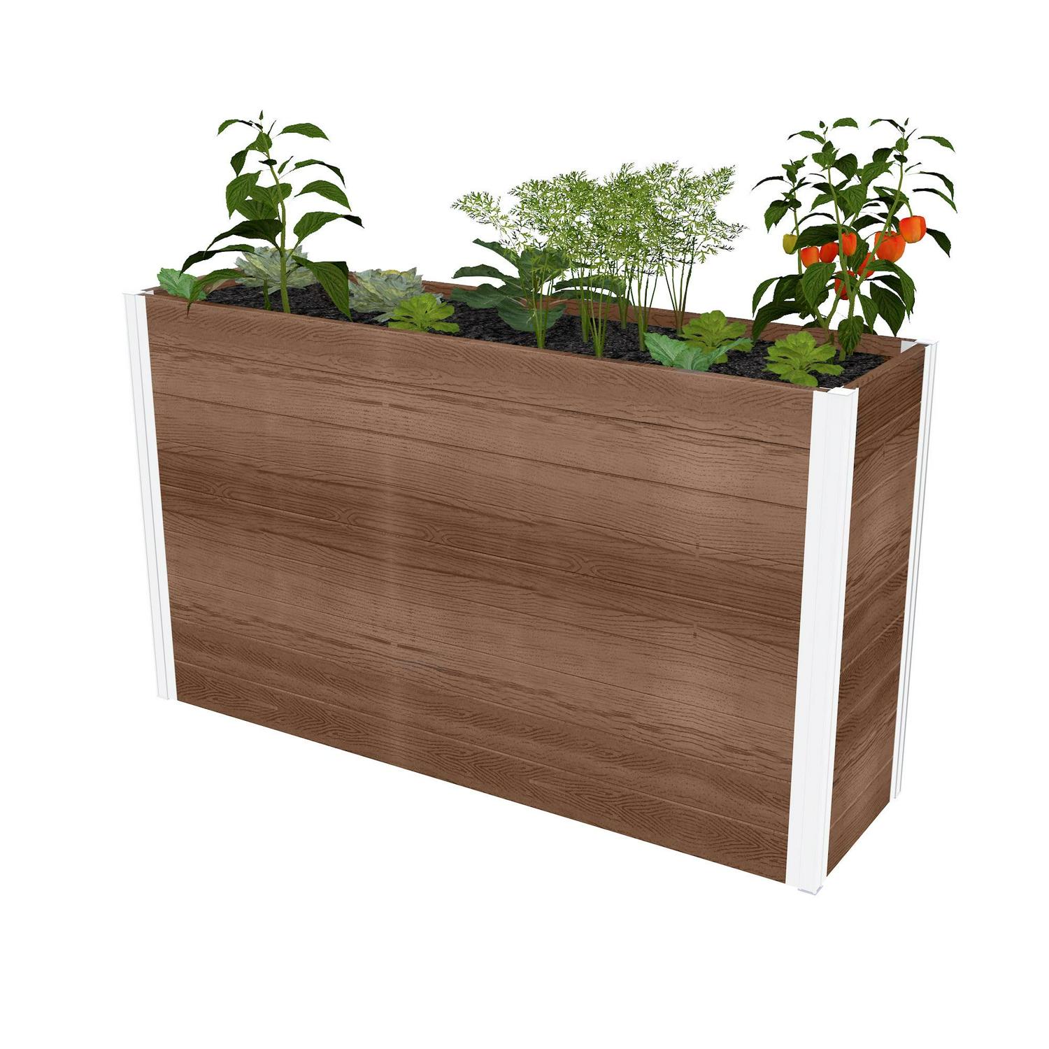 Vita Urbana 57 in L x 16 in W x 33 H Large Vinyl Parklette Planter, Espresso Brown, VT17513 - Image 3
