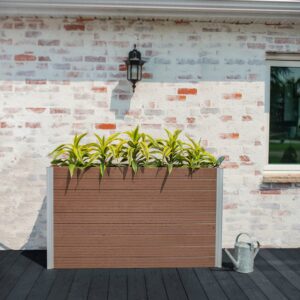 Vita Urbana 57 in L x 16 in W x 33 H Large Vinyl Parklette Planter, Espresso Brown, VT17513