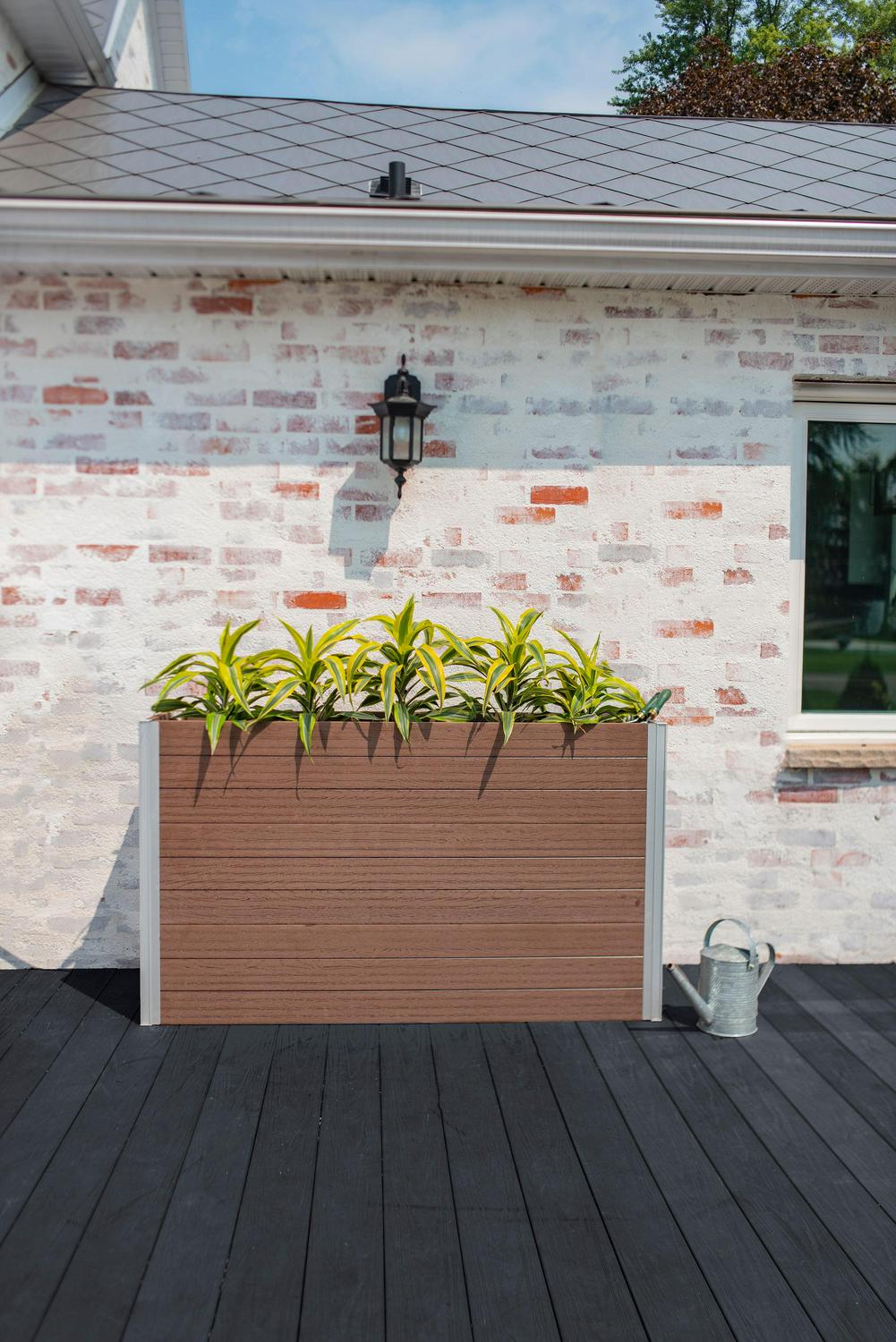 Vita Urbana 57 in L x 16 in W x 33 H Large Vinyl Parklette Planter, Espresso Brown, VT17513