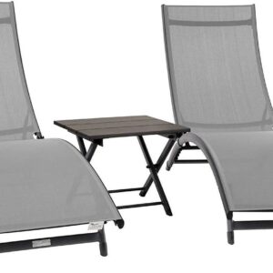 Vivere Aluminum Coral Springs 3 Piece Set Made with Premium Phifertex Outdoor Fabric (265 lb Capacity) River Pebble