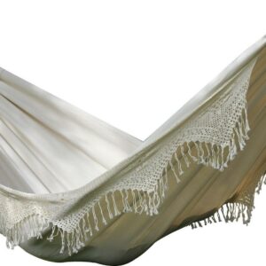 The Hamptons Collection Brazilian Style Two Person Double Hammock with Fringe - 144” x 63" - White