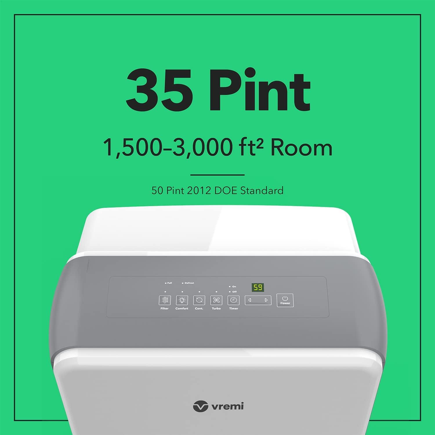 Vremi 22 Pint 1,500 Sq. Ft. Dehumidifier Energy Star Rated for Medium Spaces and Basements - Image 9