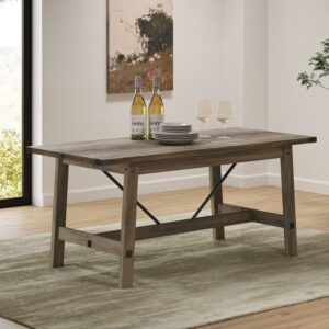 WAMPAT 6 Person Modern Dining Room Table, Rustic Grey Wood Kitchen Table