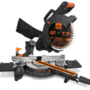 WEN 15 Amp 10-inch Single Bevel Compact Sliding Compound Miter Saw with Laser