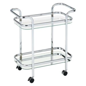 Contemporary Metal and Glass 2tier Bar Cart Chrome