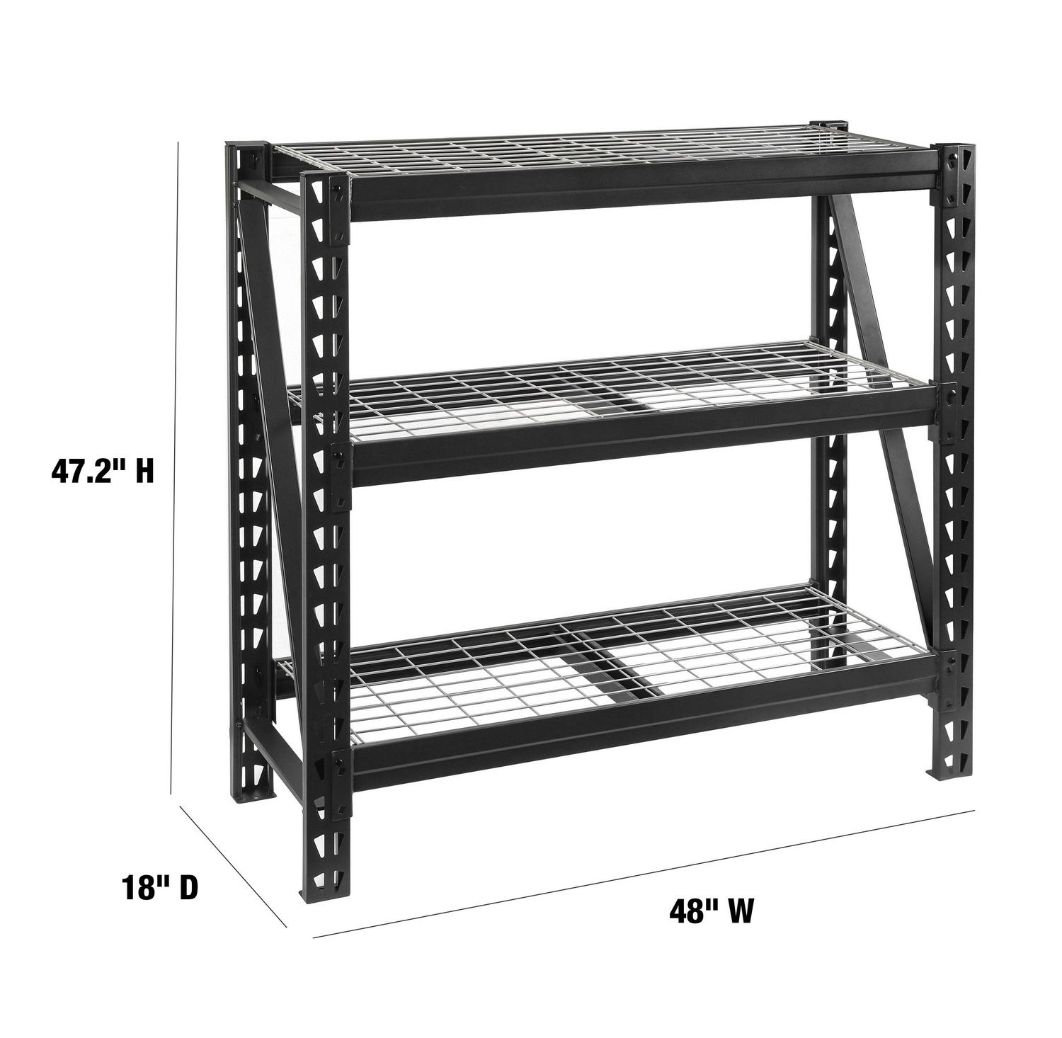 WORKPRO 48" W x 18" D x 48" H 3-Tier Freestanding Shelf, Steel, 4,500lb. Capacity - Image 3