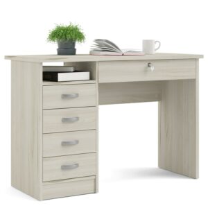 Tvilum Walden 5 Drawer Desk with 1 Locking Drawer for Adults, Light Woodgrain