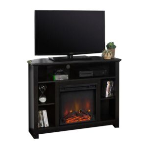 Walker Edison W44FPHBCBL 44 in. Wood Corner Highboy Fireplace TV Stand - Black