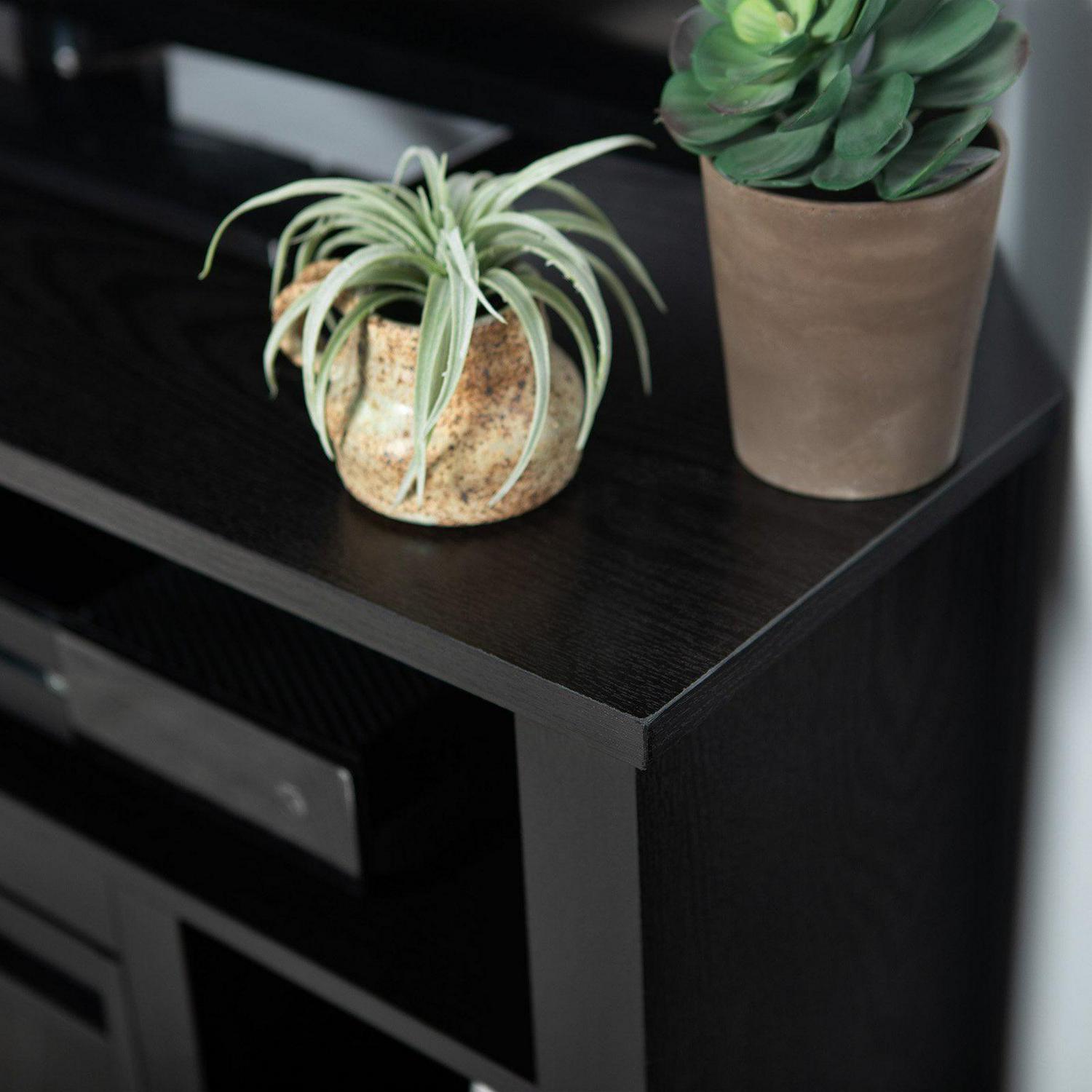 Walker Edison W44FPHBCBL 44 in. Wood Corner Highboy Fireplace TV Stand - Black - Image 4