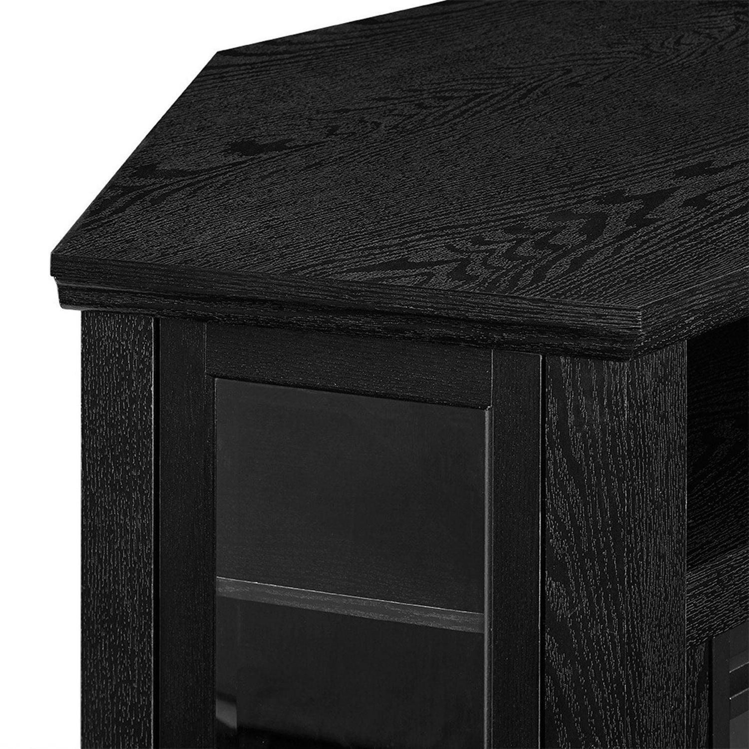 48" MDF Wood Corner Fireplace TV Stand - Traditional Brown - Image 4