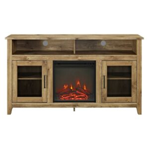 Wasatch 58" Transitional Fireplace Glass Wood TV Stand - Barnwood Brown