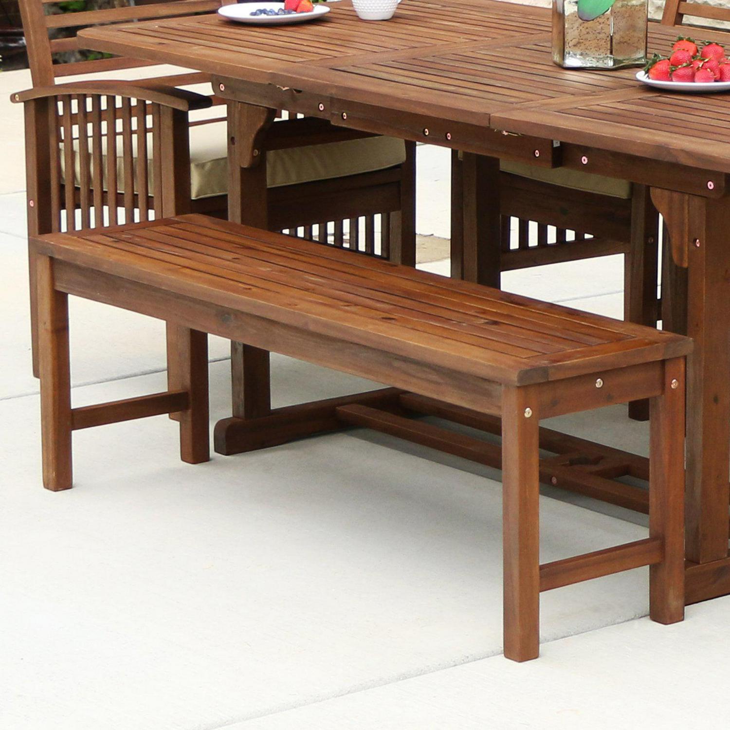 Acacia Wood Patio Bench in Dark Brown - Image 10