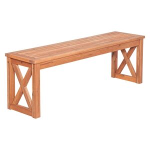 Walker Edison OWB52XBR Acacia Wood X-Frame Patio Bench - Brown