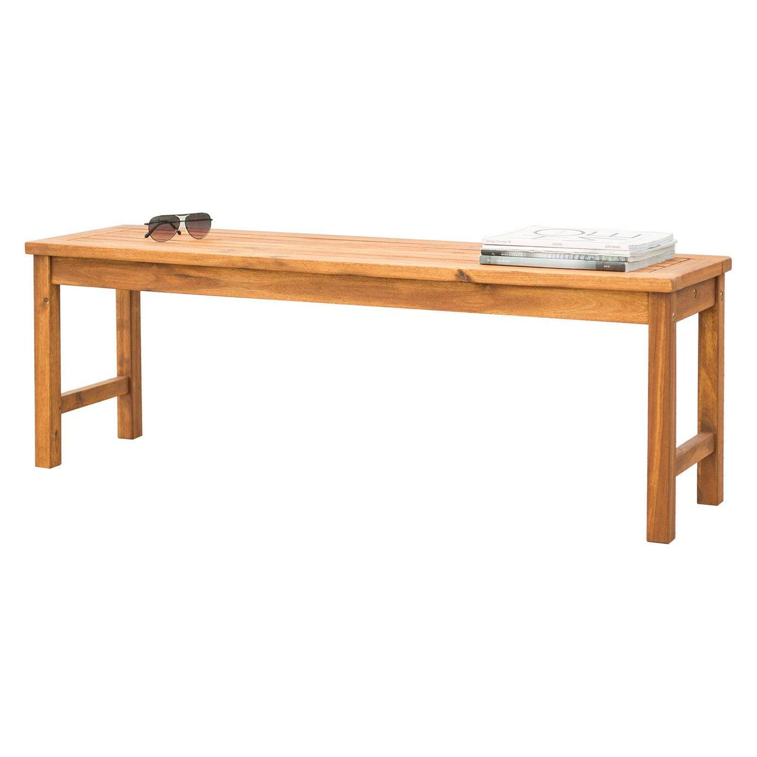 Acacia Wood Patio Bench in Dark Brown - Image 2