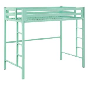 Walker Edison Powder Coated Steel Metal Twin Loft Bunk Bed in Mint Green