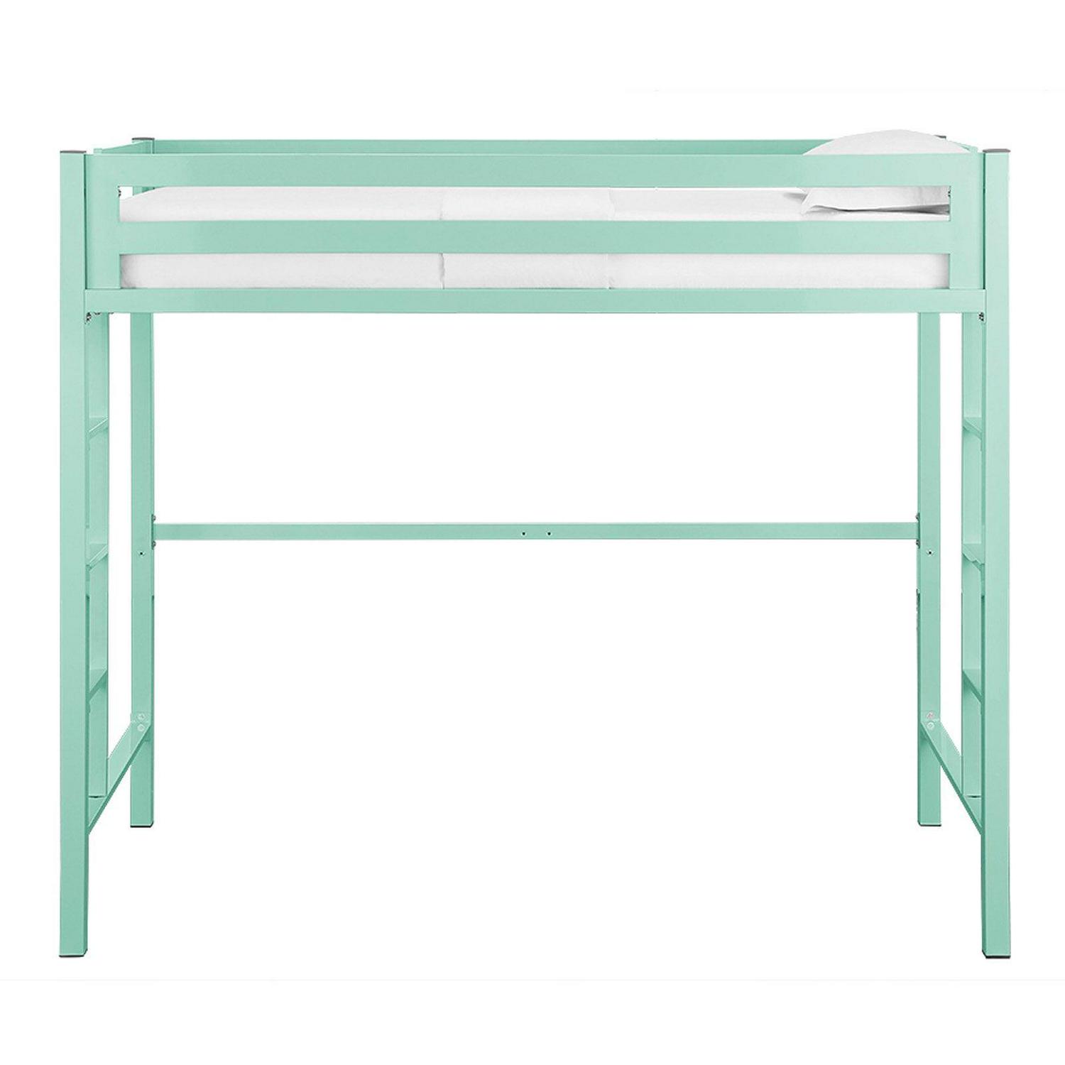 Walker Edison Powder Coated Steel Metal Twin Loft Bunk Bed in Mint Green - Image 5