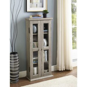 Walker Edison CD, DVD, Blu-Ray Driftwood Media Tower Storage Cabinet
