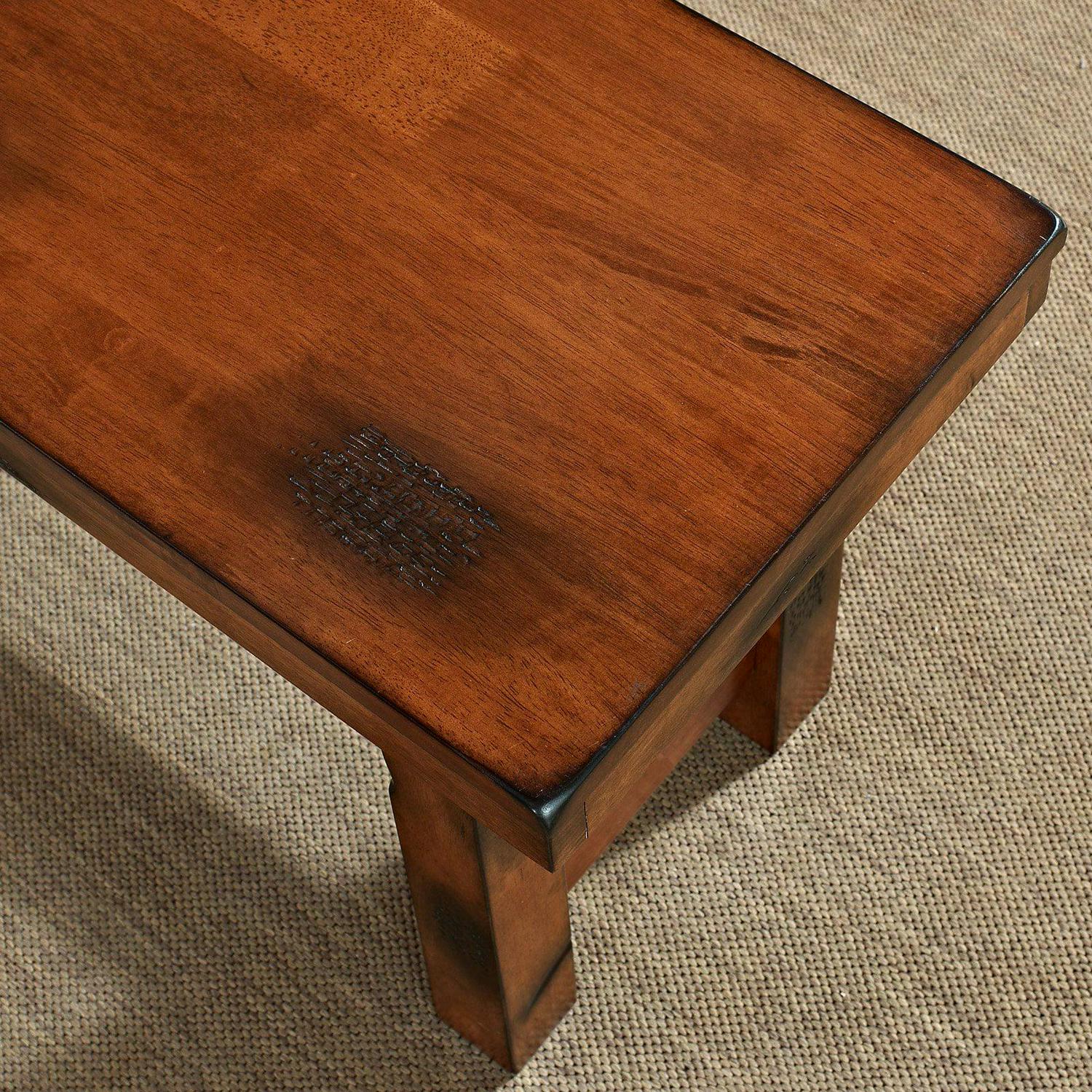 Walker Edison Transitional Wood Backless Dining Bench, Dark Oak - Image 2