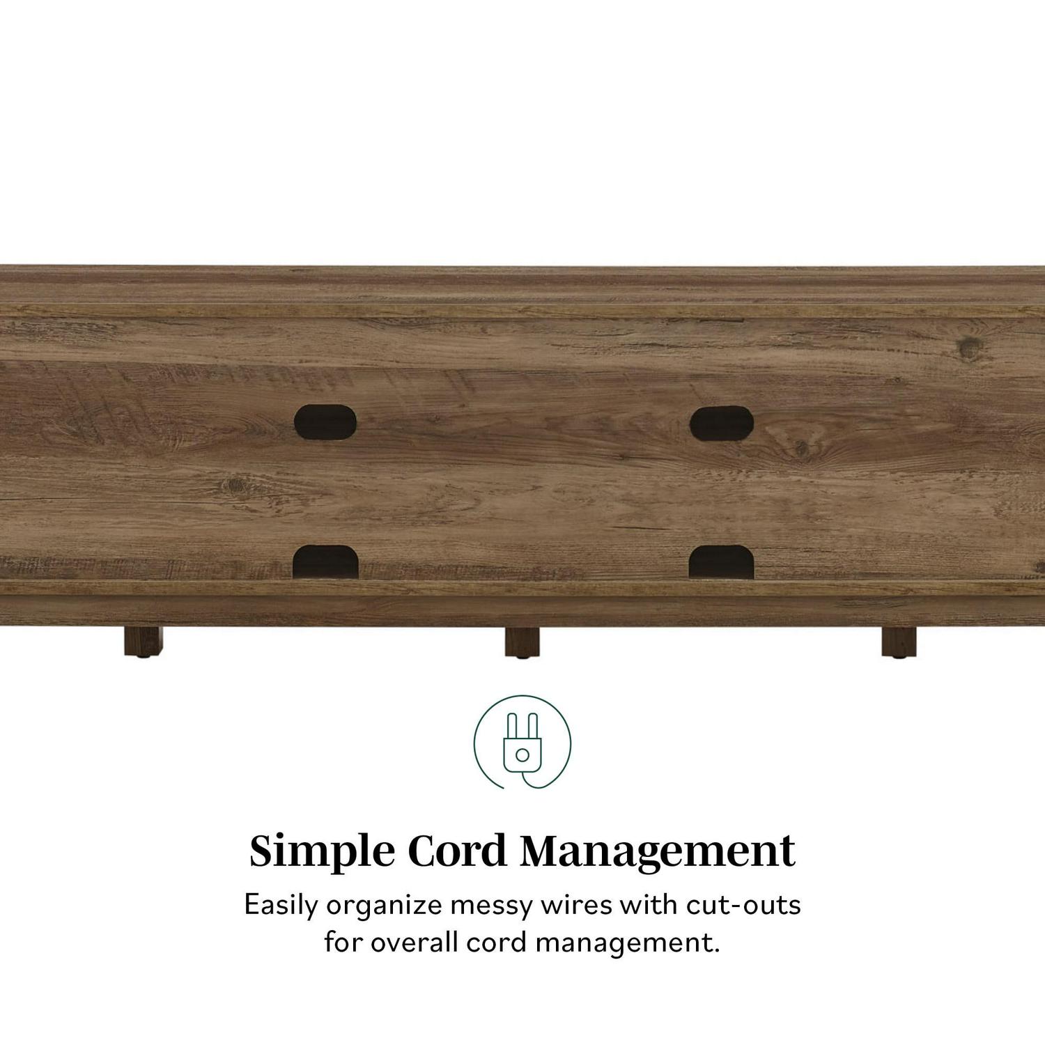 Walker Edison Rustic Open and Closed Storage TV stand for TVs up to 80”, Rustic Oak - Image 5