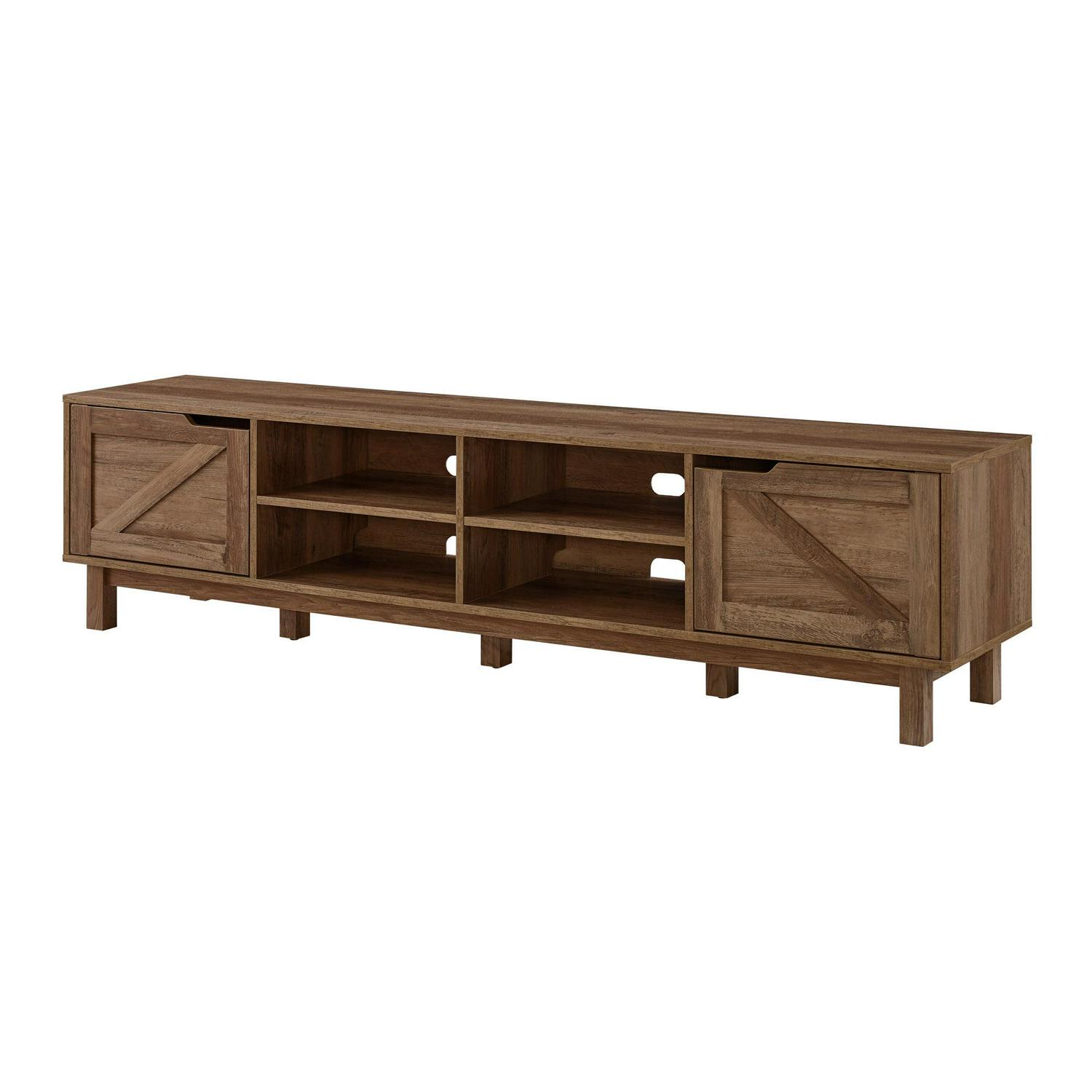 Walker Edison Rustic Open and Closed Storage TV stand for TVs up to 80”, Rustic Oak - Image 9