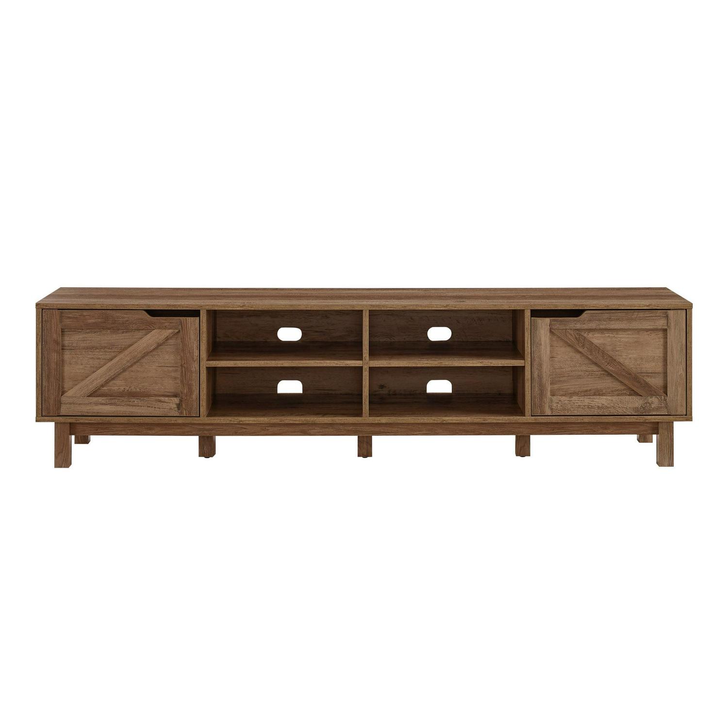 Walker Edison Rustic Open and Closed Storage TV stand for TVs up to 80”, Rustic Oak - Image 8